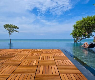 Cumaru Deck Tiles by the pool